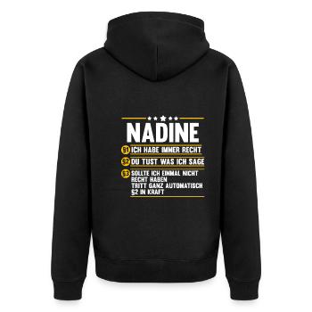Nadine - Unisex Premium Bio Zip Hoodie - Schwarz - Hinten - Nico (187cm)