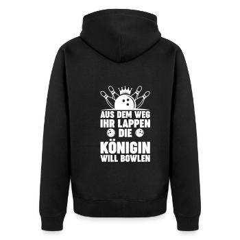 Königin Bowler Bowlen Kegeln Bowling - Unisex Premium Bio Zip Hoodie - Schwarz - Hinten - Nico (187cm)