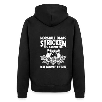 Oma Großmutter Bowler Bowlen Kegeln Bowling - Unisex Premium Bio Zip Hoodie - Schwarz - Hinten - Nico (187cm)