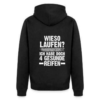 Auto Mechaniker KFZ Mechatroniker Tuner Schrauber - Unisex Premium Bio Zip Hoodie - Schwarz - Hinten - Nico (187cm)