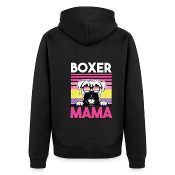 Hund Boxer Mama - Unisex Premium Bio Zip Hoodie - Schwarz - Hinten - Nico (187cm)