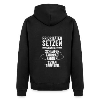 Fahrradfahrer Rad Fahrrad - Unisex Premium Bio Zip Hoodie - Schwarz - Hinten - Nico (187cm)