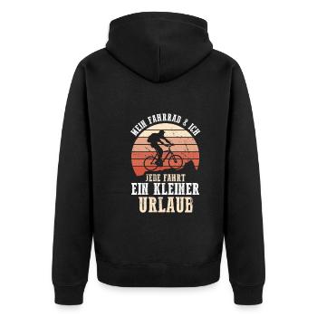 Fahrradfahrer Rad Fahrrad - Unisex Premium Bio Zip Hoodie - Schwarz - Hinten - Nico (187cm)