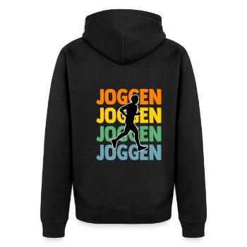 Läufer Joggen Laufen - Unisex Premium Bio Zip Hoodie - Schwarz - Hinten - Nico (187cm)