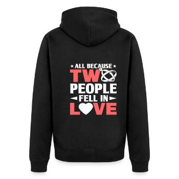 Wedding - Unisex Premium Organic Zip Hoodie - black - Back - Nico (187cm)