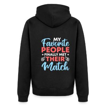 Wedding - Unisex Premium Organic Zip Hoodie - black - Back - Nico (187cm)