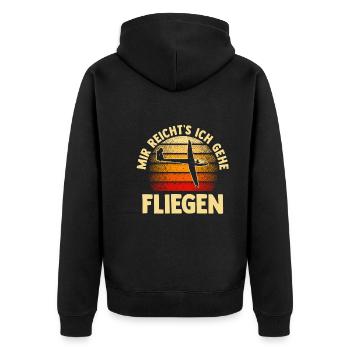 Segelflieger Fliegen Segelfliegen - Unisex Premium Bio Zip Hoodie - Schwarz - Hinten - Nico (187cm)