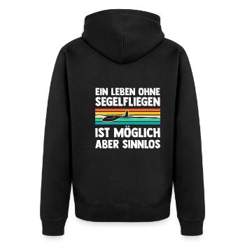 Segelflieger Fliegen Segelfliegen - Unisex Premium Bio Zip Hoodie - Schwarz - Hinten - Nico (187cm)