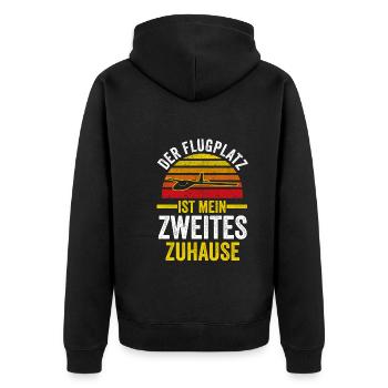 Segelflieger Fliegen Segelfliegen - Unisex Premium Bio Zip Hoodie - Schwarz - Hinten - Nico (187cm)