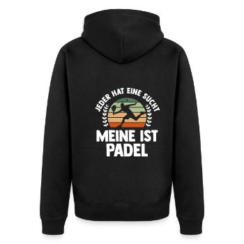 Tennis Padelspieler Padel - Unisex Premium Bio Zip Hoodie - Schwarz - Hinten - Nico (187cm)