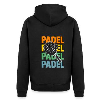 Tennis Padelspieler Padel - Unisex Premium Bio Zip Hoodie - Schwarz - Hinten - Nico (187cm)