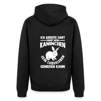 Nagetier Hase Kaninchen - Unisex Premium Bio Zip Hoodie - Schwarz - Hinten - Nico (187cm)