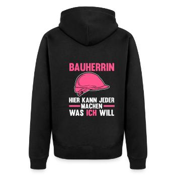 Bauherrin - Unisex Premium Bio Zip Hoodie - Schwarz - Hinten - Nico (187cm)