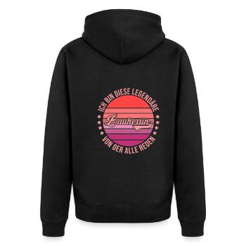 Bauherrin - Unisex Premium Bio Zip Hoodie - Schwarz - Hinten - Nico (187cm)