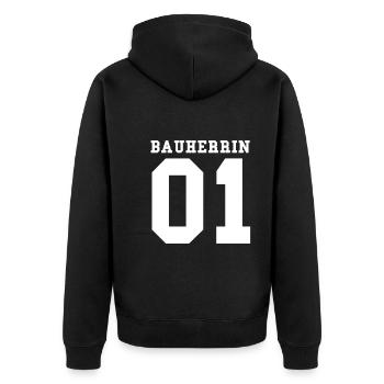 Bauherrin - Unisex Premium Bio Zip Hoodie - Schwarz - Hinten - Nico (187cm)