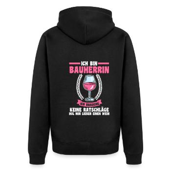 Bier Bauherrin - Unisex Premium Bio Zip Hoodie - Schwarz - Hinten - Nico (187cm)