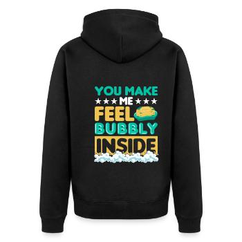 Seife machen - Unisex Premium Bio Zip Hoodie - Schwarz - Hinten - Nico (187cm)