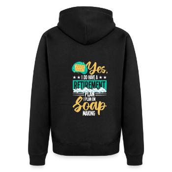 Seife machen - Unisex Premium Bio Zip Hoodie - Schwarz - Hinten - Nico (187cm)