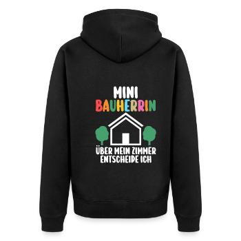 Bauherrin - Unisex Premium Bio Zip Hoodie - Schwarz - Hinten - Nico (187cm)