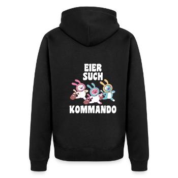 Osterhase Hase Ostern - Unisex Premium Bio Zip Hoodie - Schwarz - Hinten - Nico (187cm)