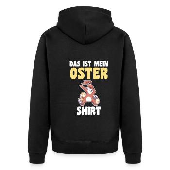 Osterhase Hase Ostern - Unisex Premium Bio Zip Hoodie - Schwarz - Hinten - Nico (187cm)