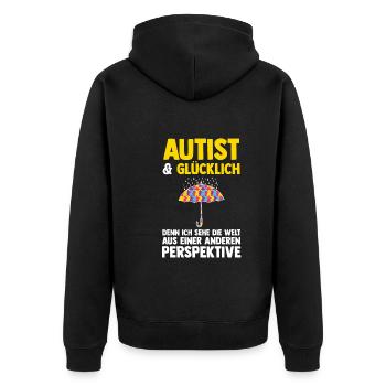 Autismus Autist Autisten - Unisex Premium Bio Zip Hoodie - Schwarz - Hinten - Nico (187cm)