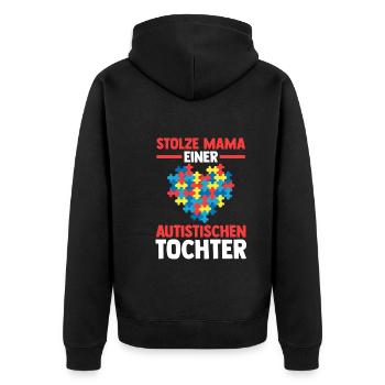 Mama Mutter Tochter Autismus Autist Autisten - Unisex Premium Bio Zip Hoodie - Schwarz - Hinten - Nico (187cm)