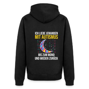 Autismus Autist Autisten - Unisex Premium Bio Zip Hoodie - Schwarz - Hinten - Nico (187cm)