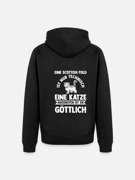 Scottish Fold Katze - Unisex Premium Bio Zip Hoodie - Schwarz