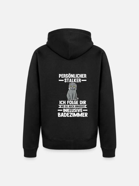 Scottish Fold Katze - Unisex Premium Bio Zip Hoodie - Schwarz