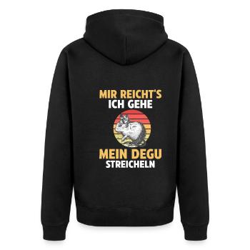Mir reicht's ich gehe mein Degu streicheln - Unisex Premium Bio Zip Hoodie - Schwarz - Hinten - Nico (187cm)