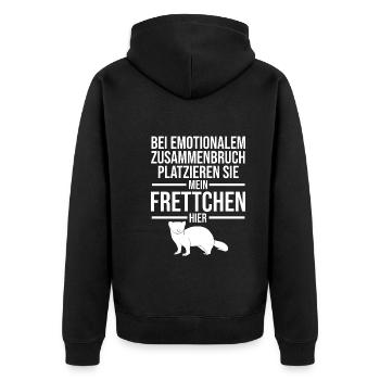 Platzieren Sie meinen Frettchen hier - Unisex Premium Bio Zip Hoodie - Schwarz - Hinten - Nico (187cm)