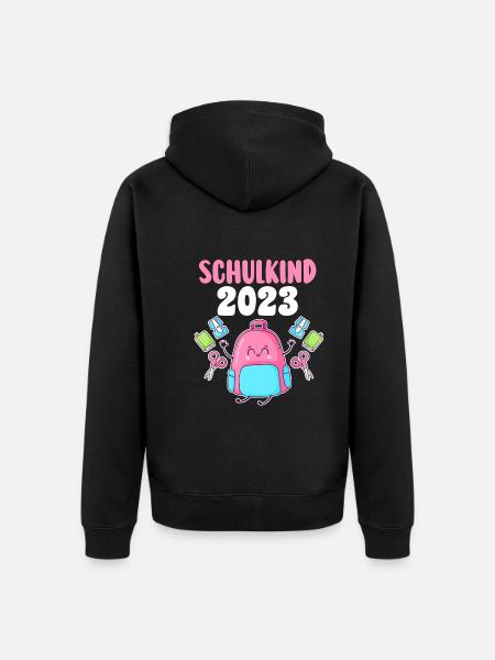 Schulkind 2023 Schulbeginn Einschulung - Unisex Premium Bio Zip Hoodie - Schwarz