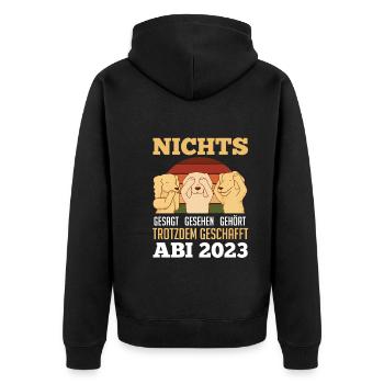 Abiturienten Abschluss 2023 Hunde Abitur - Unisex Premium Bio Zip Hoodie - Schwarz - Hinten - Nico (187cm)