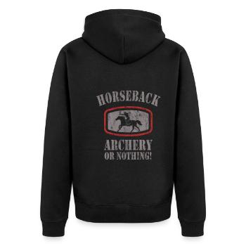 Horseback Archery - Unisex Premium Bio Zip Hoodie - Schwarz - Hinten - Nico (187cm)