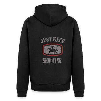 Horseback Archery - Unisex Premium Bio Zip Hoodie - Schwarz - Hinten - Nico (187cm)