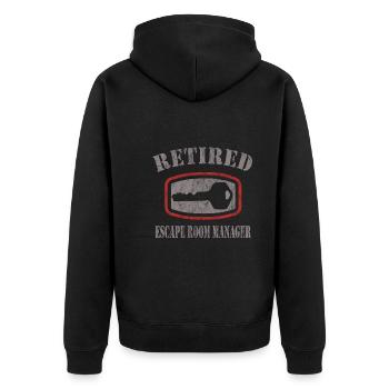 Escape Room - Unisex Premium Bio Zip Hoodie - Schwarz - Hinten - Nico (187cm)