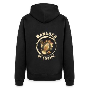Escape Room - Unisex Premium Bio Zip Hoodie - Schwarz - Hinten - Nico (187cm)
