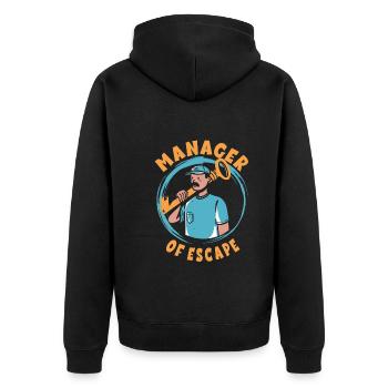 Escape Room - Unisex Premium Bio Zip Hoodie - Schwarz - Hinten - Nico (187cm)