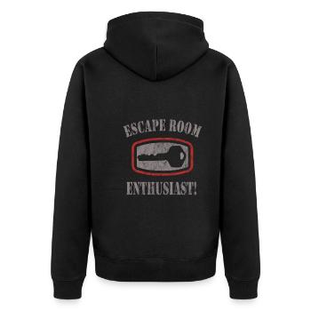 Escape Room - Unisex Premium Bio Zip Hoodie - Schwarz - Hinten - Nico (187cm)