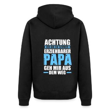Vater Vatertag Papa - Unisex Premium Bio Zip Hoodie - Schwarz - Hinten - Nico (187cm)