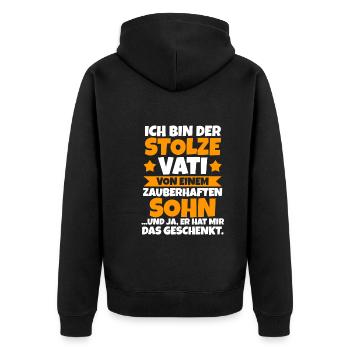 Vater Sohn Vatertag Papa - Unisex Premium Bio Zip Hoodie - Schwarz - Hinten - Nico (187cm)