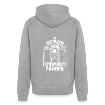 Motorradfahrer - Unisex Premium Bio Zip Hoodie - Grau meliert - Hinten - Nico (187cm)