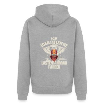 Motorradfahrer - Unisex Premium Bio Zip Hoodie - Grau meliert - Hinten - Nico (187cm)