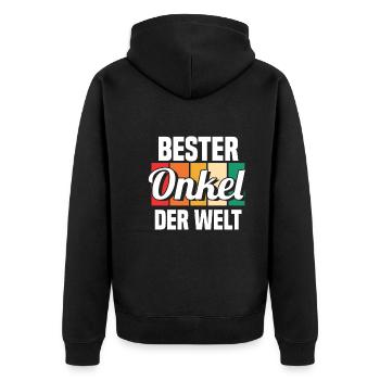 Patenonkel Bester Onkel Der Welt - Unisex Premium Bio Zip Hoodie - Schwarz - Hinten - Nico (187cm)