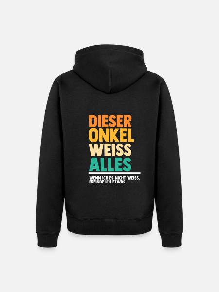 Patenonkel Onkel - Unisex Premium Bio Zip Hoodie - Schwarz