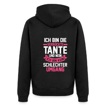 Patentante Tante - Unisex Premium Bio Zip Hoodie - Schwarz - Hinten - Nico (187cm)