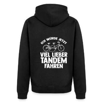 Fahrrad Radfahrer Tandem - Unisex Premium Bio Zip Hoodie - Schwarz - Hinten - Nico (187cm)