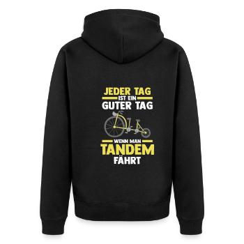 Fahrrad Radfahrer Tandem - Unisex Premium Bio Zip Hoodie - Schwarz - Hinten - Nico (187cm)