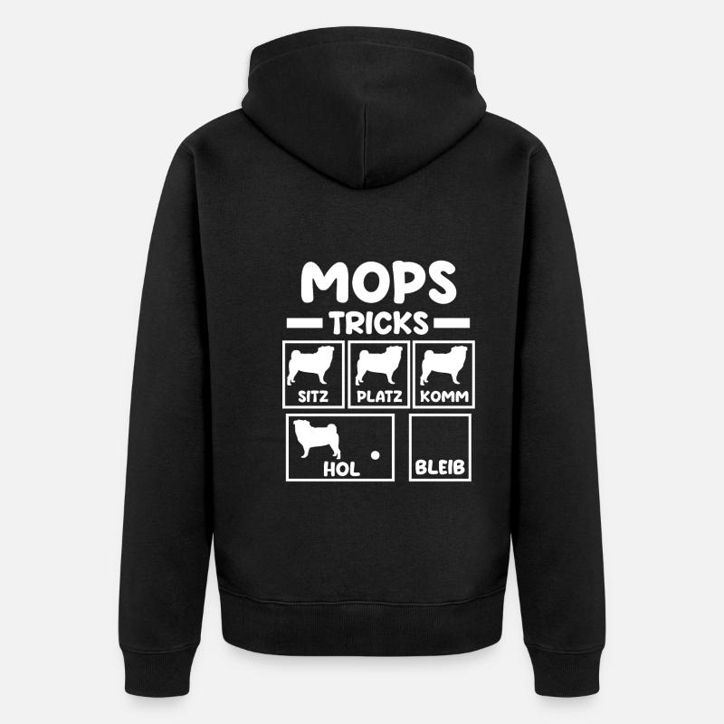 Hund Mops - Unisex Premium Bio Zip Hoodie - Schwarz